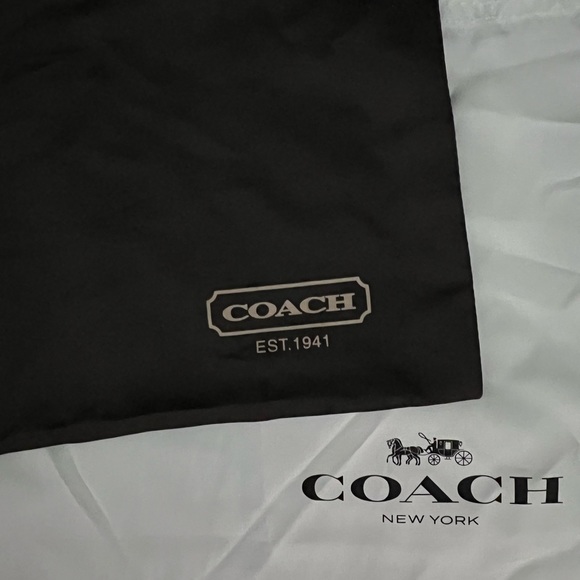 Large dark brown Coach satin dust bag for purse storage. Drawstring closure. - Picture 6 of 7
